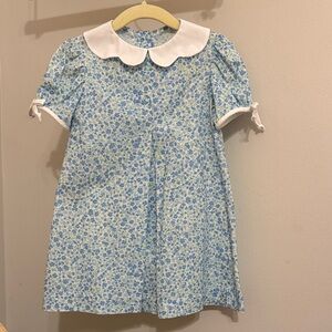 Floral Blue and White Dress with Peter Pan Collar